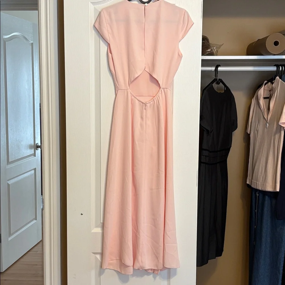 Babaton Light Pink Asymmetrical Midi Dress - Picture 7 of 12